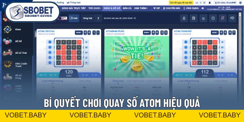 Quay Số ATOM - Hướng Dẫn Chơi Dễ Thắng Nhất Cho Tân Thủ - VOBET