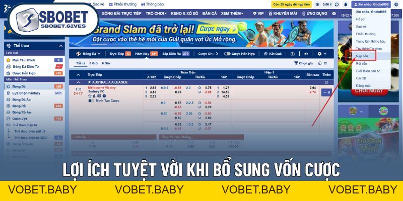 Nạp Tiền SBOBET - Số Dư Cập Nhật Cực Nhanh Chỉ Vài Giây - VOBET